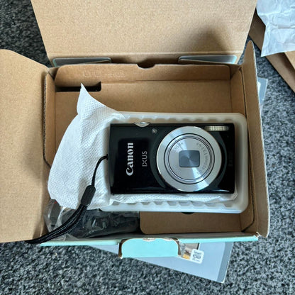 Used Digital Camera | Canon Ixus Digital Camera Digi Cam in sparkly black ✨ IXUS 145 16MP | Complete Set