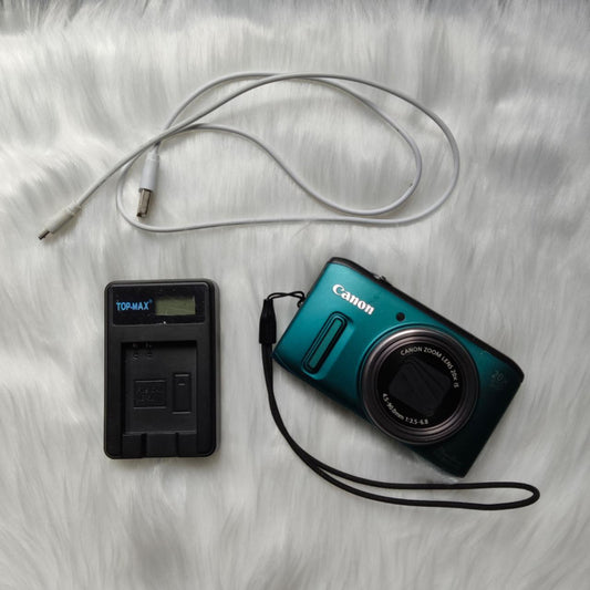 Used Digital Camera | Canon PowerShot SX260 HS Digital Camera - Rarely in Green & External Flash | Complete Set